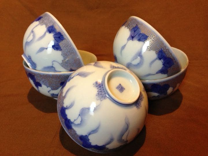 希少年代物 レトロ 昭和初期 オールド深川製磁？有田焼 牡丹 金彩 茶器 煎茶揃