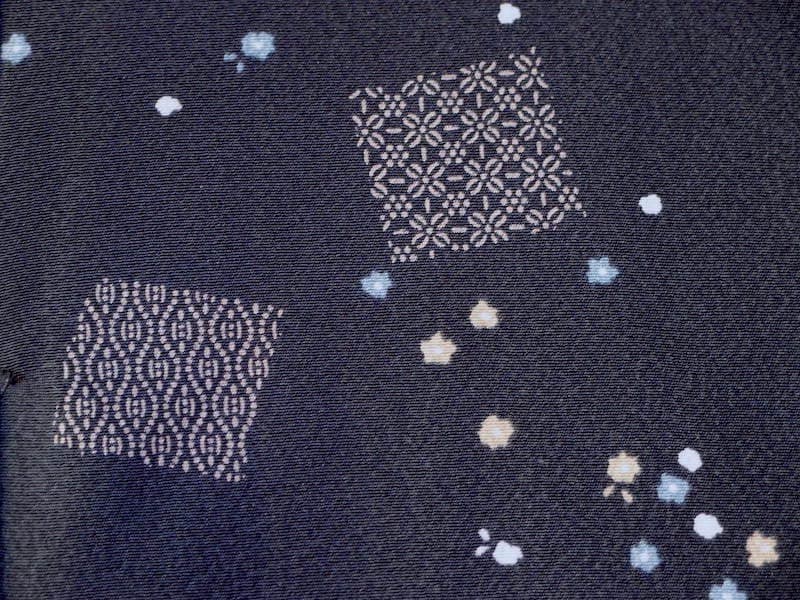 染め小紋（小花、古典文）裄66 正絹