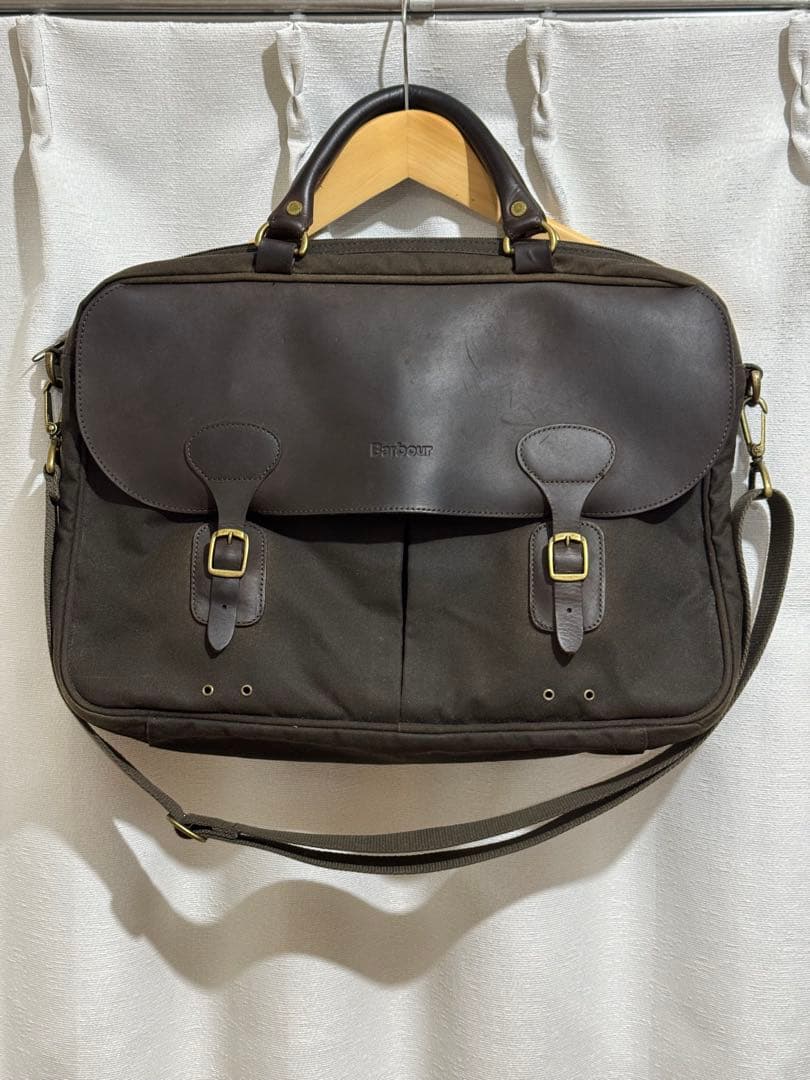バッグ Barbour Wax Leather Briefcase