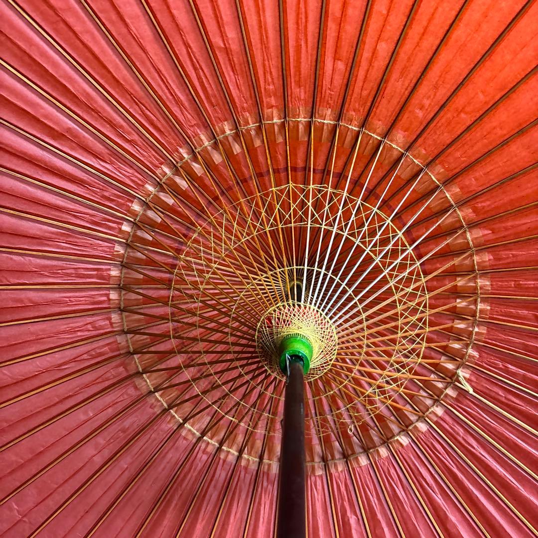 赤い和紙傘 羽二重傘　蛇の目傘　日本傘　0120o76