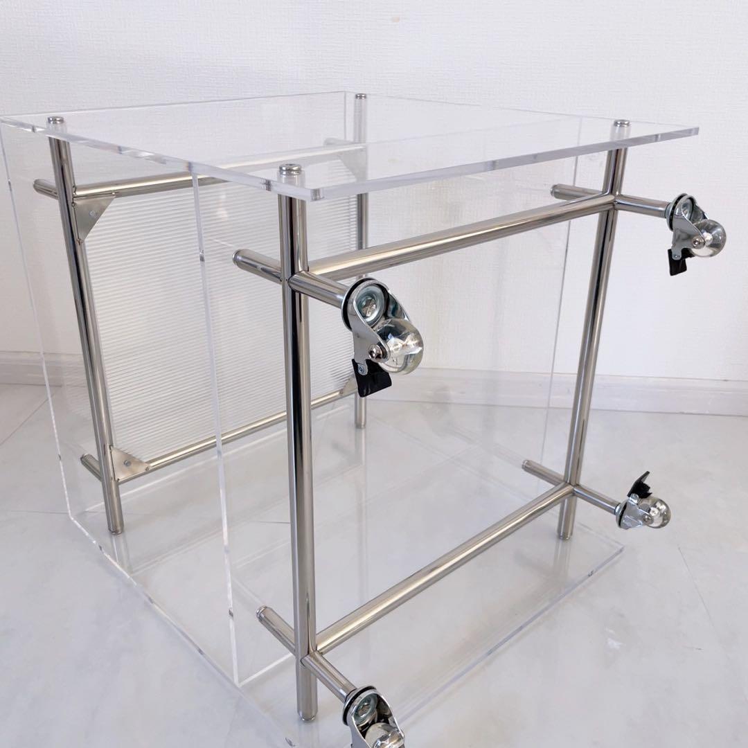 アクリルコーヒーテーブル　サイドテーブル　キャスター付き　モジュール家具 収納