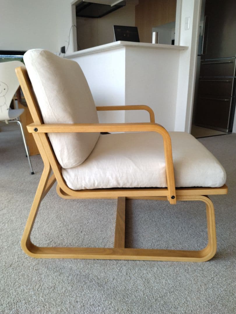 【美品】MUJI無印良品 ダイニングソファチェアオーク材/リビングでもつかえる①