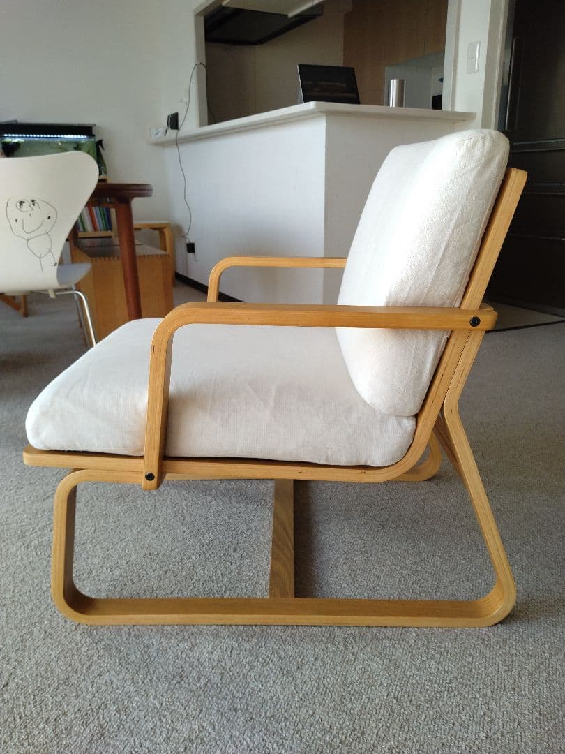 【美品】MUJI無印良品 ダイニングソファチェアオーク材/リビングでもつかえる①