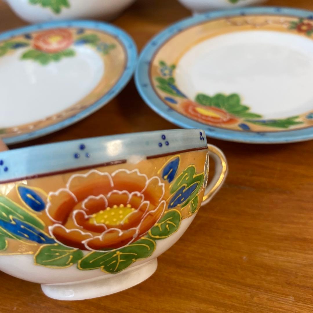 オールドジャパン　英国里帰り　ラスター彩　盛り上げ　チルドレンズ　ティーセット