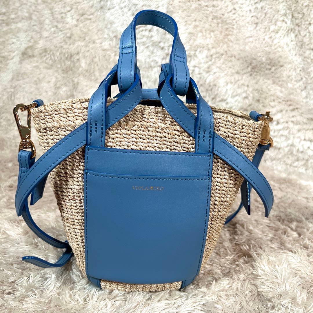 希少　ヴィオラドーロ　かごバッグ　2way ショルダーバッグ　レザー
