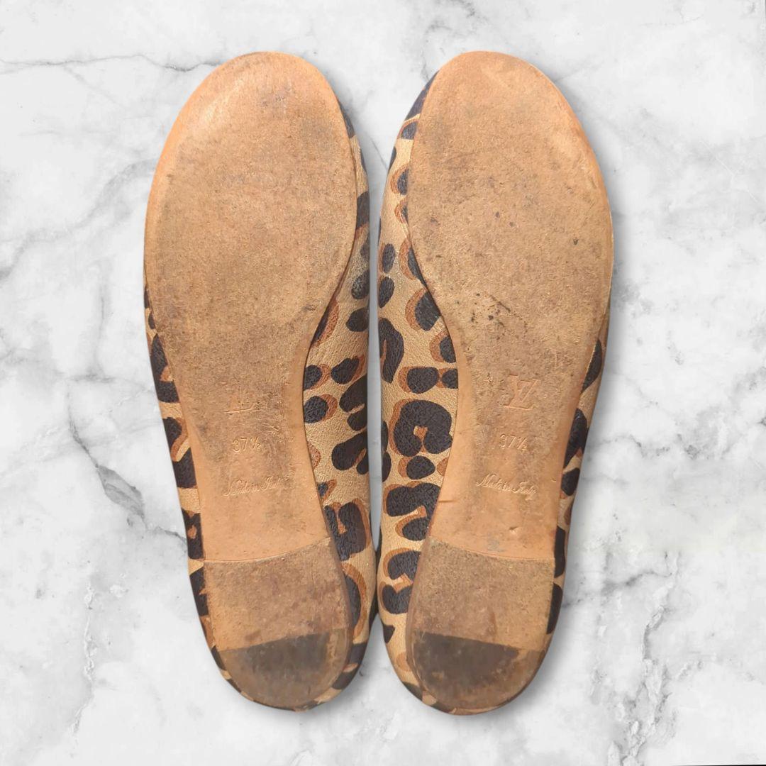 LOUIS VUITTON フラットパンプス LVキューブ レオパード　23.5