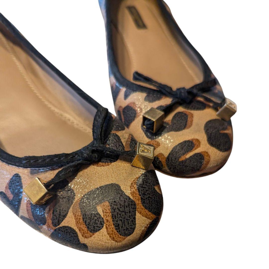 LOUIS VUITTON フラットパンプス LVキューブ レオパード　23.5