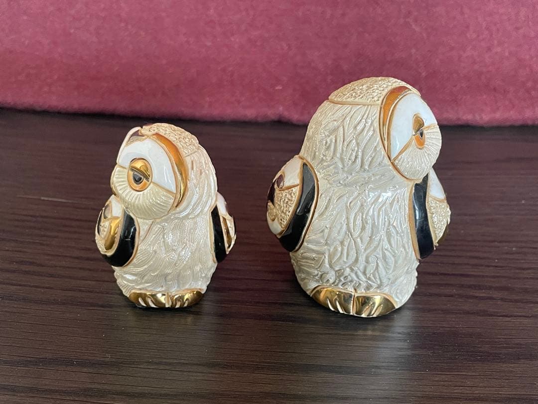 De Rosa デ・ローザ 高級 陶器 フィギュリン 置物 フクロウ　セット