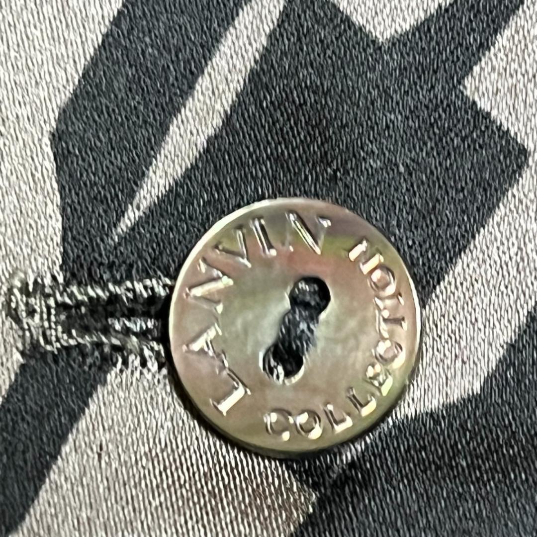 良品 LANVIN COLLECTION 千鳥格子 リボンブラウス 40 黒