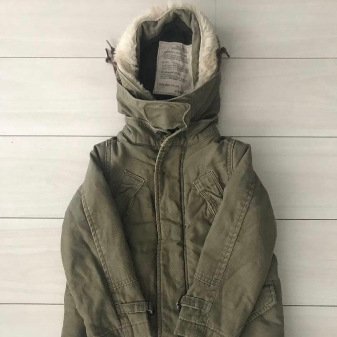 【デニム&ダンガリー】裏ボアミリタリージャケット100cm ファーコートカーキ