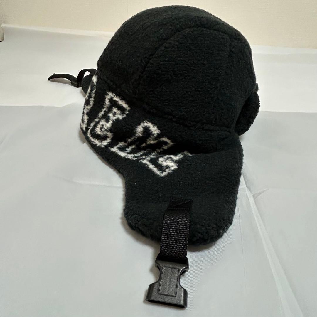 【ロマン 】フリースフライトキャップブラック　美品　耳当て部に大きなロゴ