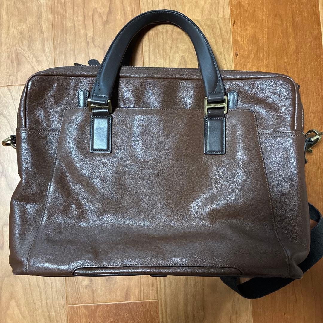 TUMI ブラウン レザー ビジネスバッグ