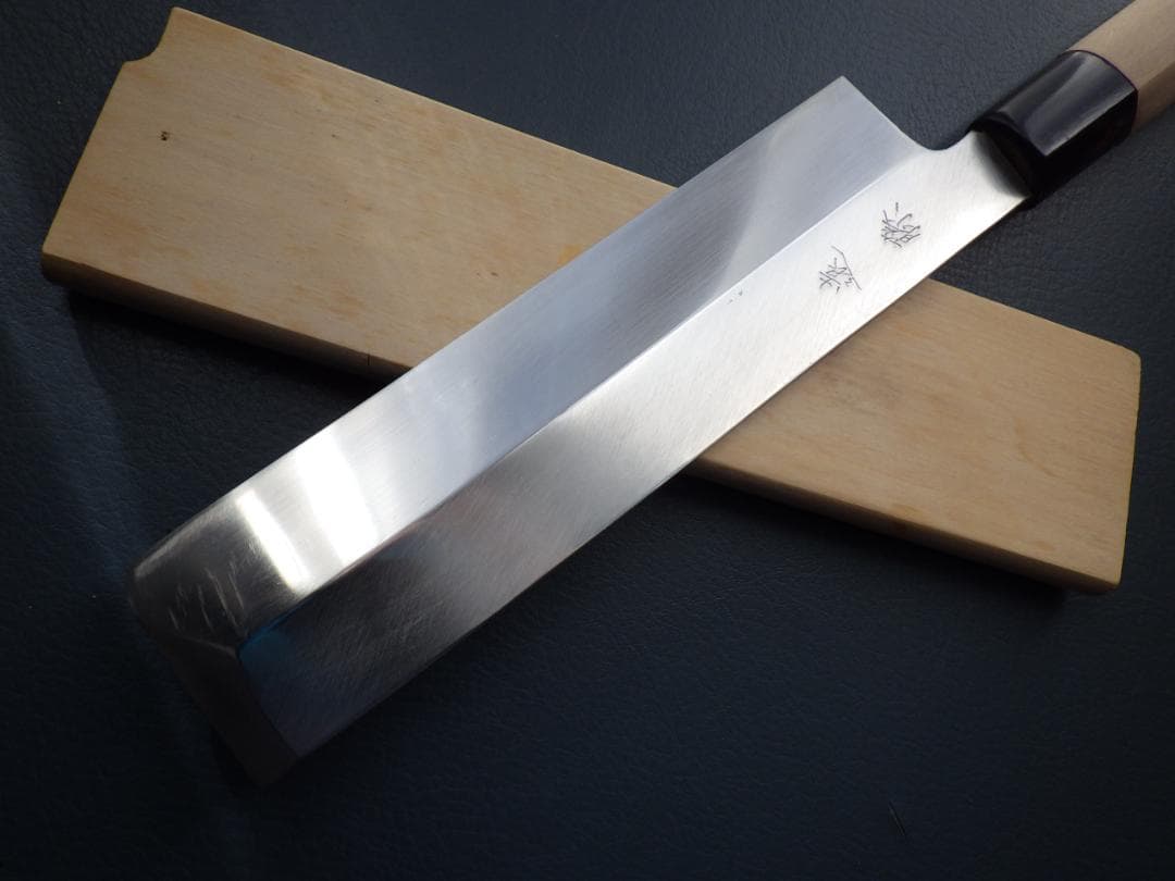東型薄刃包丁★正義作★本水牛天然木柄★㊨手研ぎ済み・堺打刃物▲記名有▲