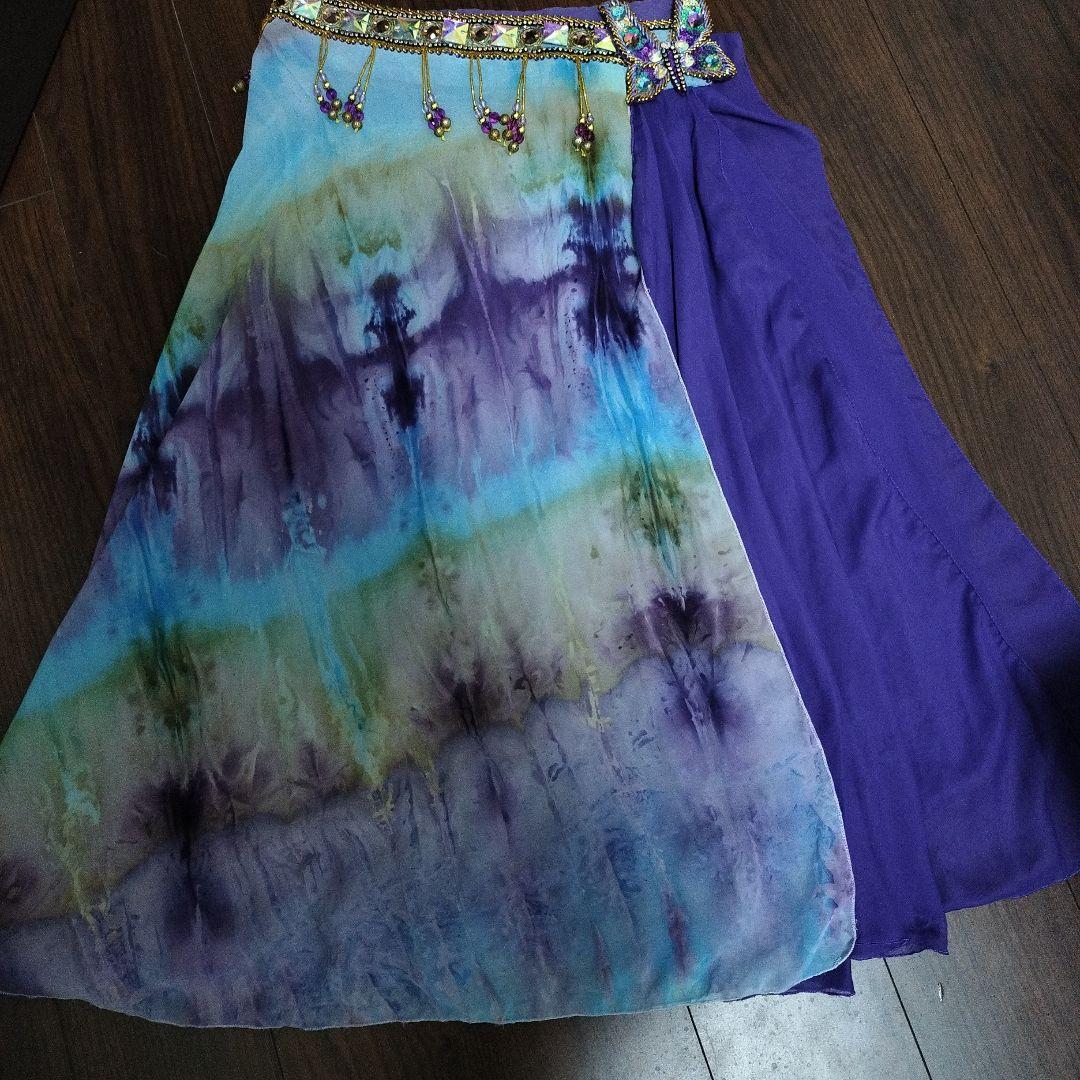 エジプト製 ベリーダンス衣装 パープル バタフライ