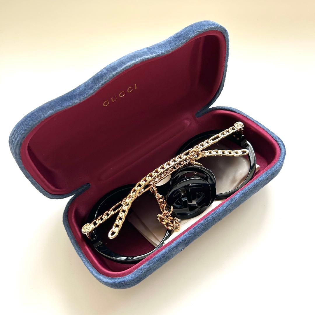 極美品！グッチ GUCCI サングラス　チェーン　インターロッキング チャーム付