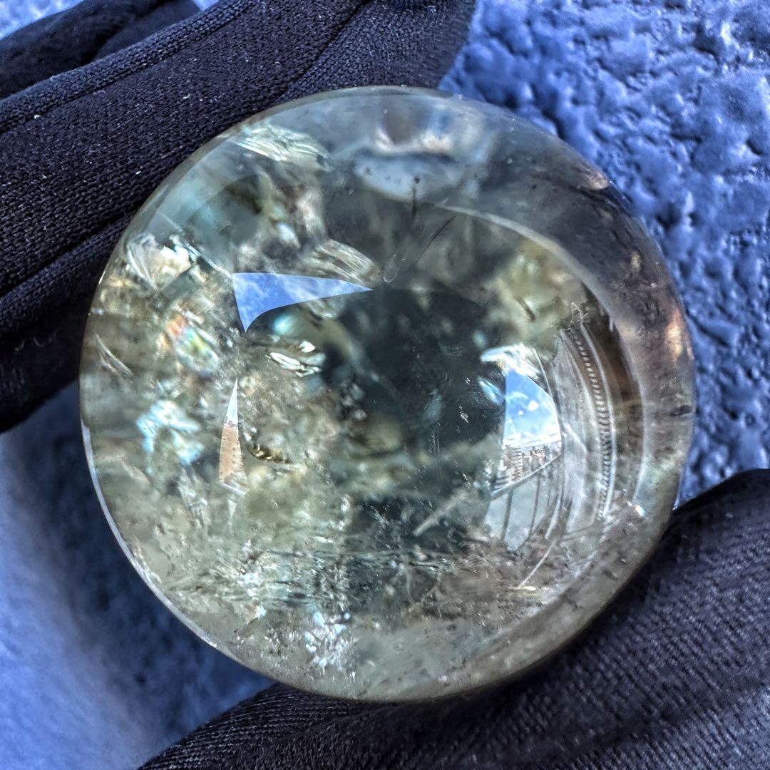 【開運 魔除】レインボースモーキーシトリン ブルーエンジェルラダー丸玉A1317