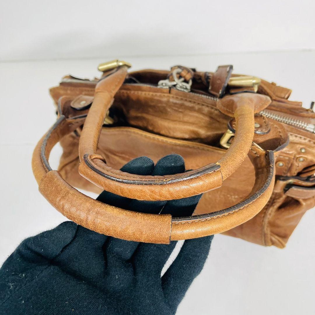 希少 Chloé クロエ パディントン レザー ハンドバッグ パドロック 茶