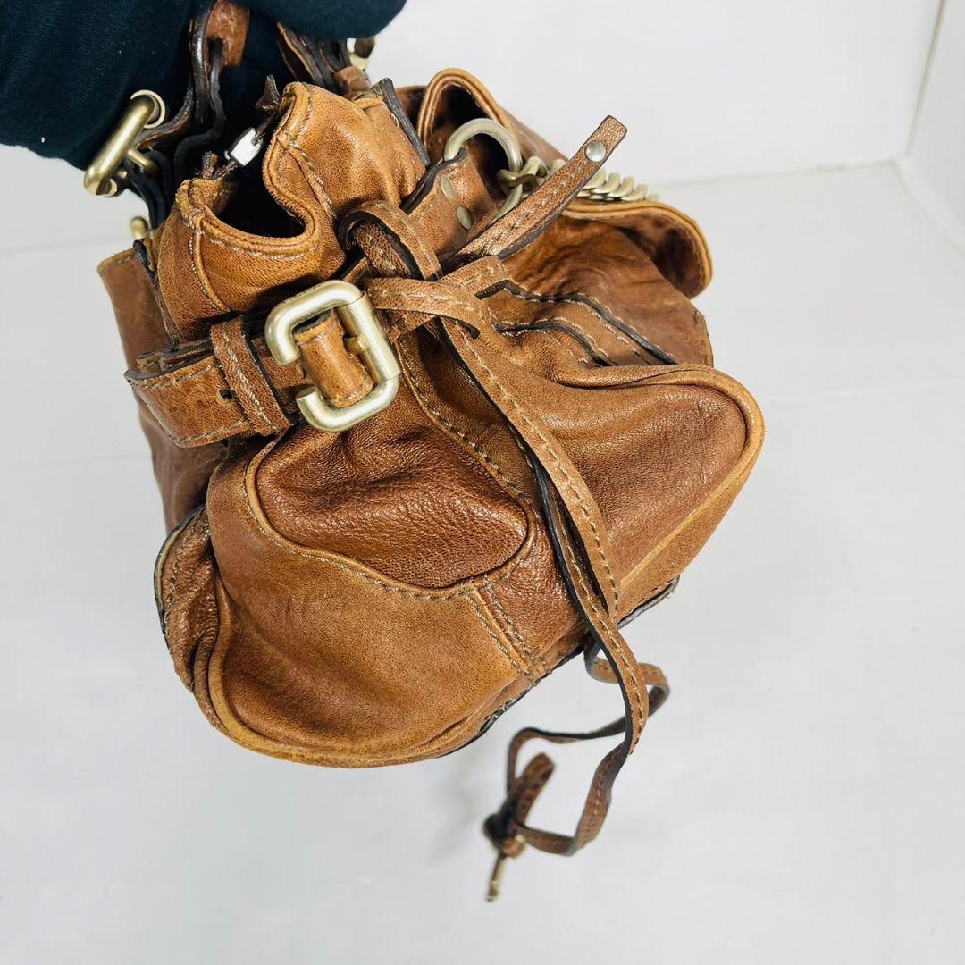 希少 Chloé クロエ パディントン レザー ハンドバッグ パドロック 茶