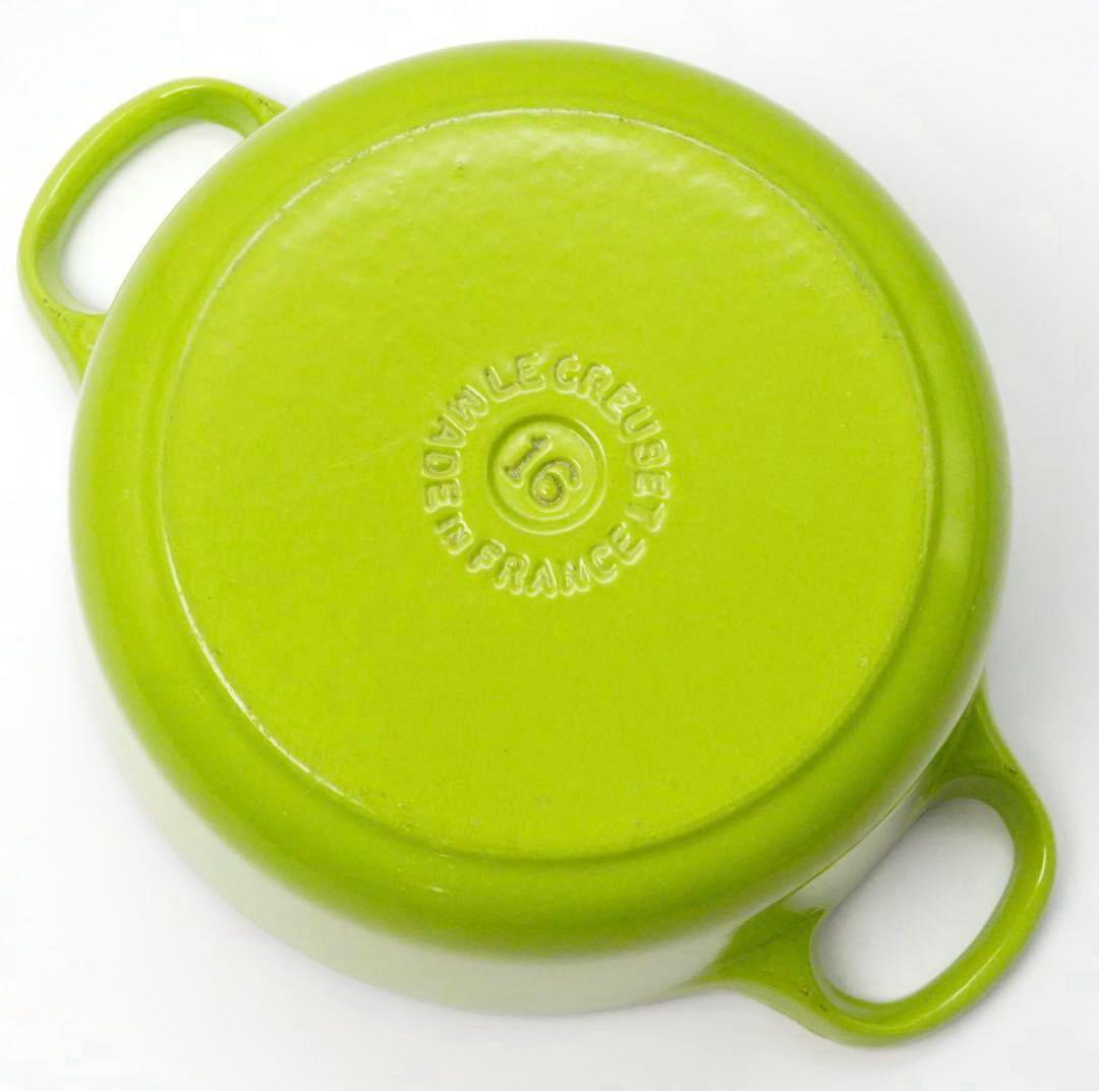【美品】LE CREUSET　ココット ロンド フルーツグリーン　16cm