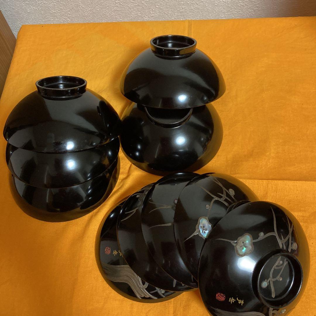 塗り椀　葡萄　螺鈿　10点　古美術　★