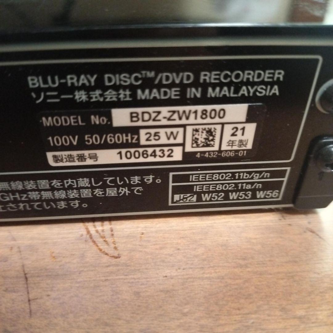 SONY ソニー ブルーレイレコーダー BDZ-ZW1800 動画良好