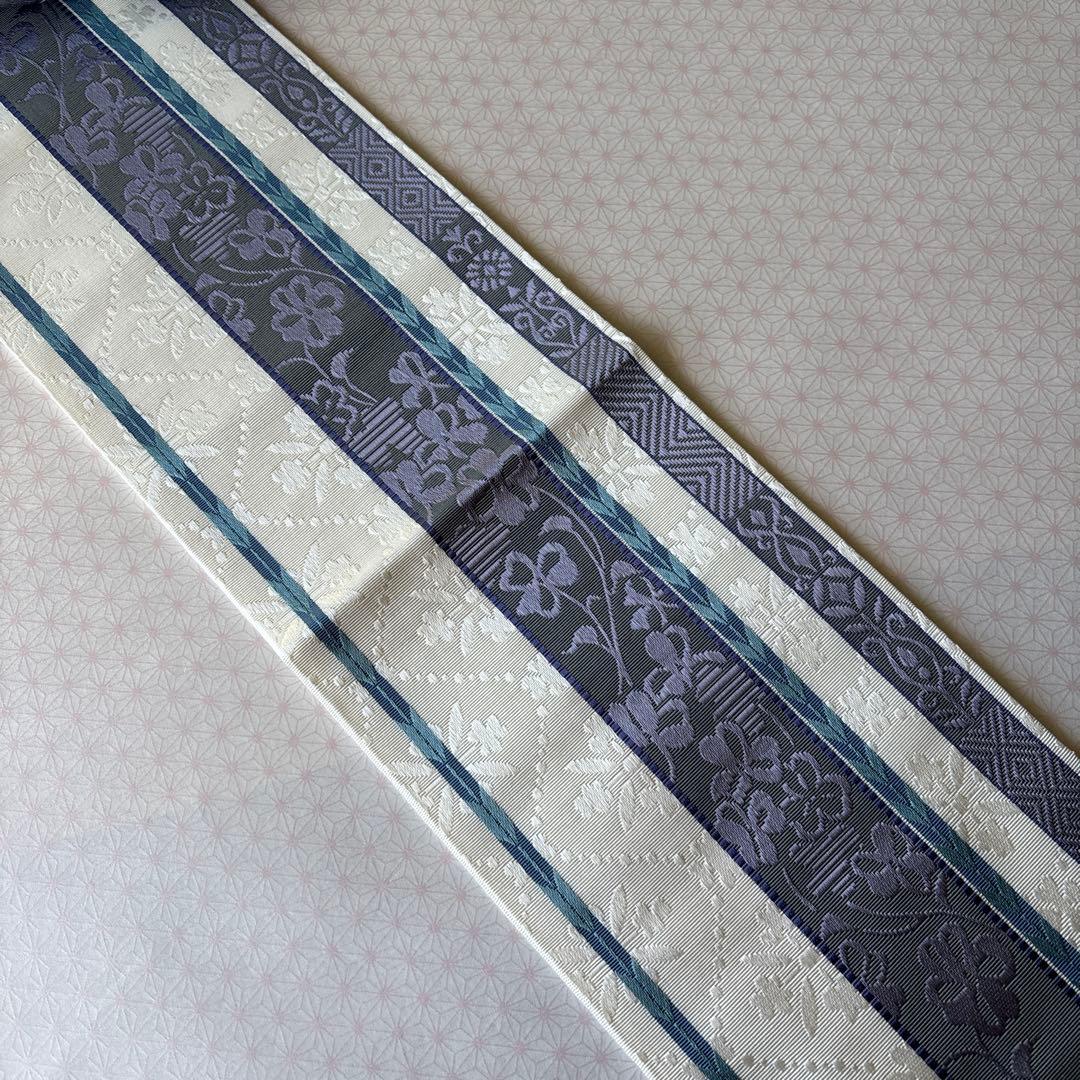 OB85本場筑前博多織小袋帯　半幅帯　椿 本袋　正絹　新品