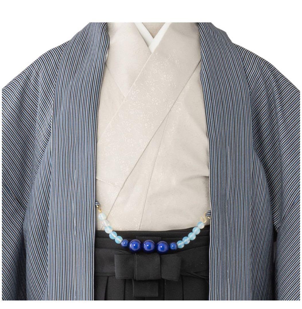 ジュニア男羽織袴セット 黒青縞・ベージュ 13才 85cm