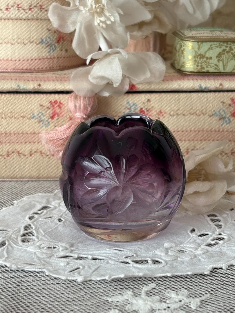 ✨最終出品✨★美品★　モーゼル　アメジストガラス　花瓶　置物　アンティーク