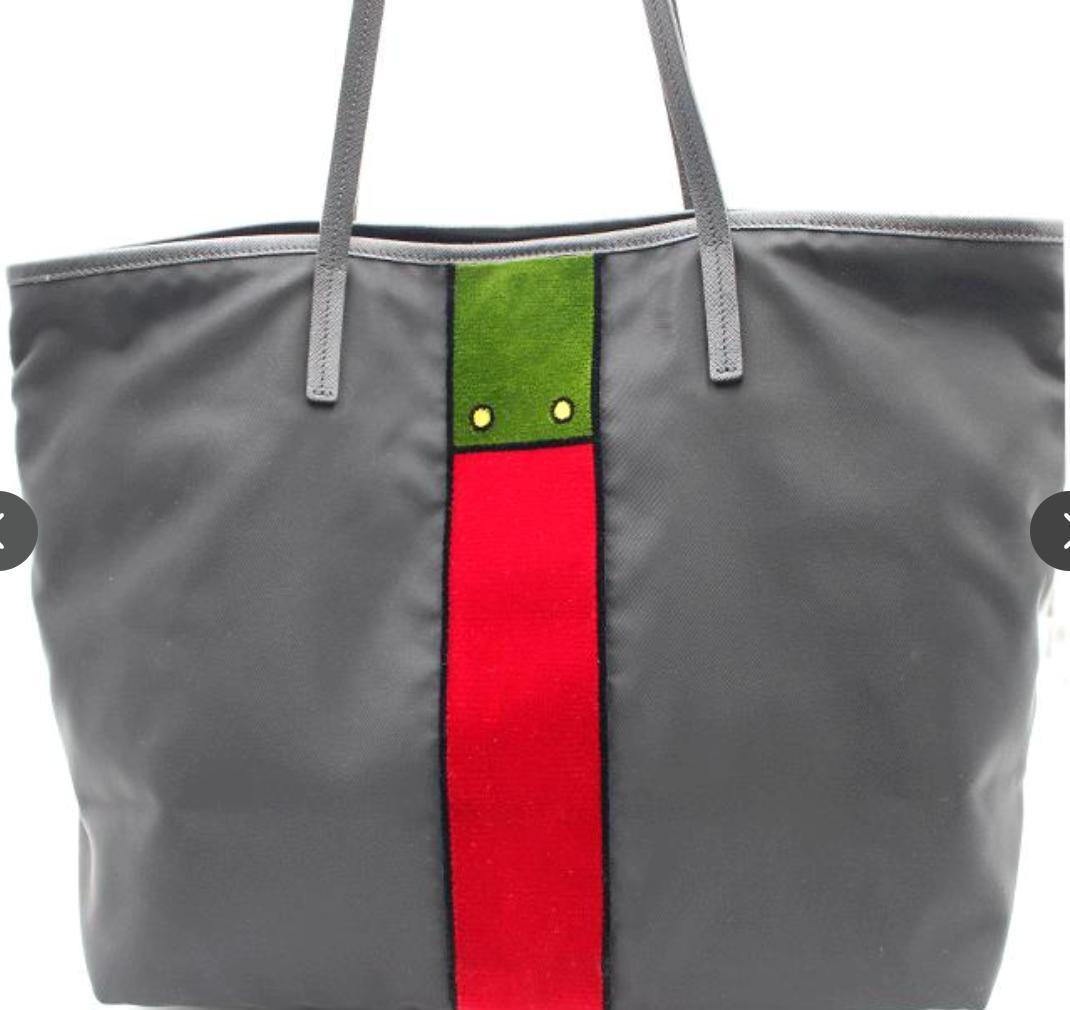 PRADA　プラダ　ナイロントートバッグ　ベルベット柄　ブラック