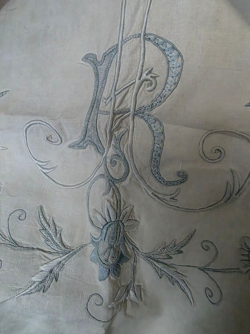 フランスアンティーク　ピローケース　フランスアンティークレース