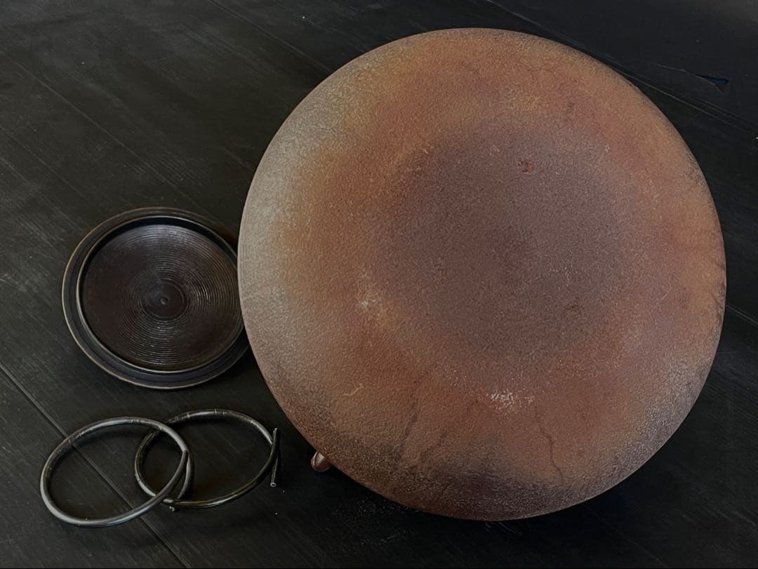 割引❗️『母』 筋入 平丸 姥口釜 人間国宝 敬典 釜鐶 共箱 炉釜（129あ②）