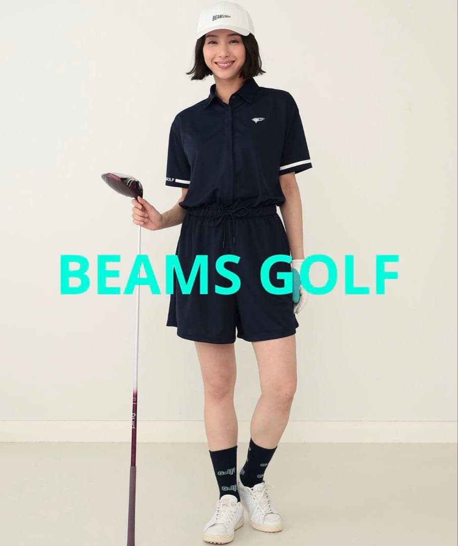 ビームスゴルフ ORANGE LABEL ストレッチ 袖ロゴ オールインワン