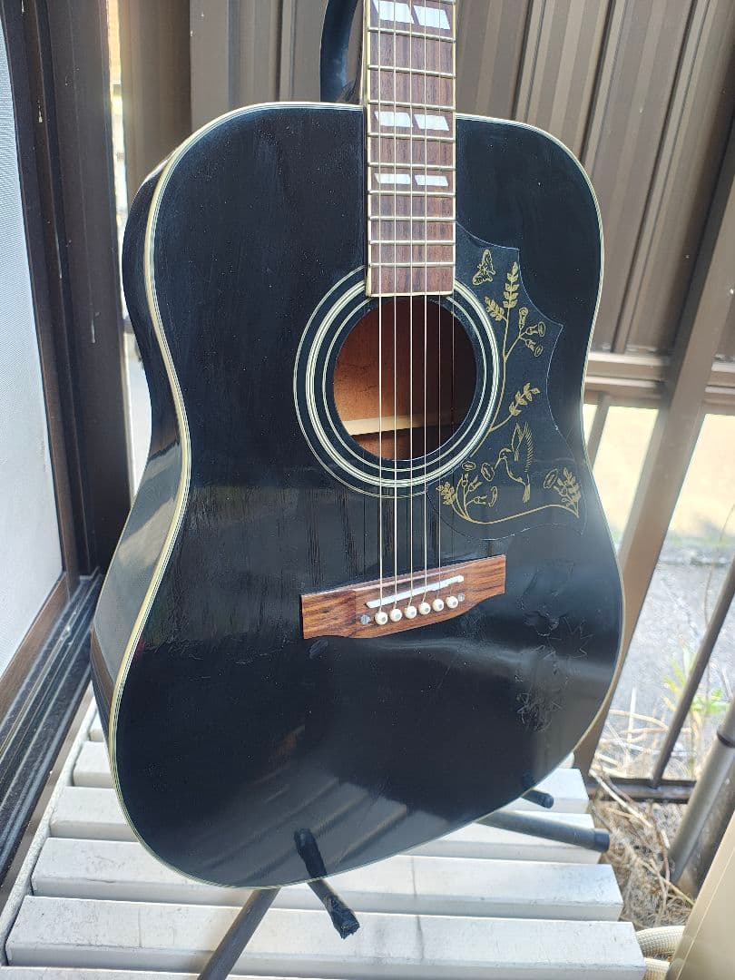 美品 ブラックハミングバード ピックアップ付エレアコ レリック加工