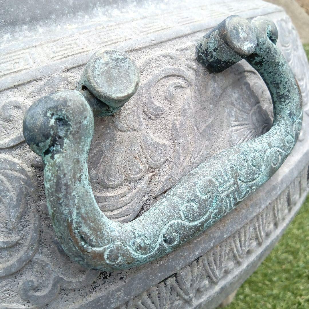 •青銅製火鉢••プランター　ビンテージ•ジャンクガーデン　レトロ火鉢　大きめ