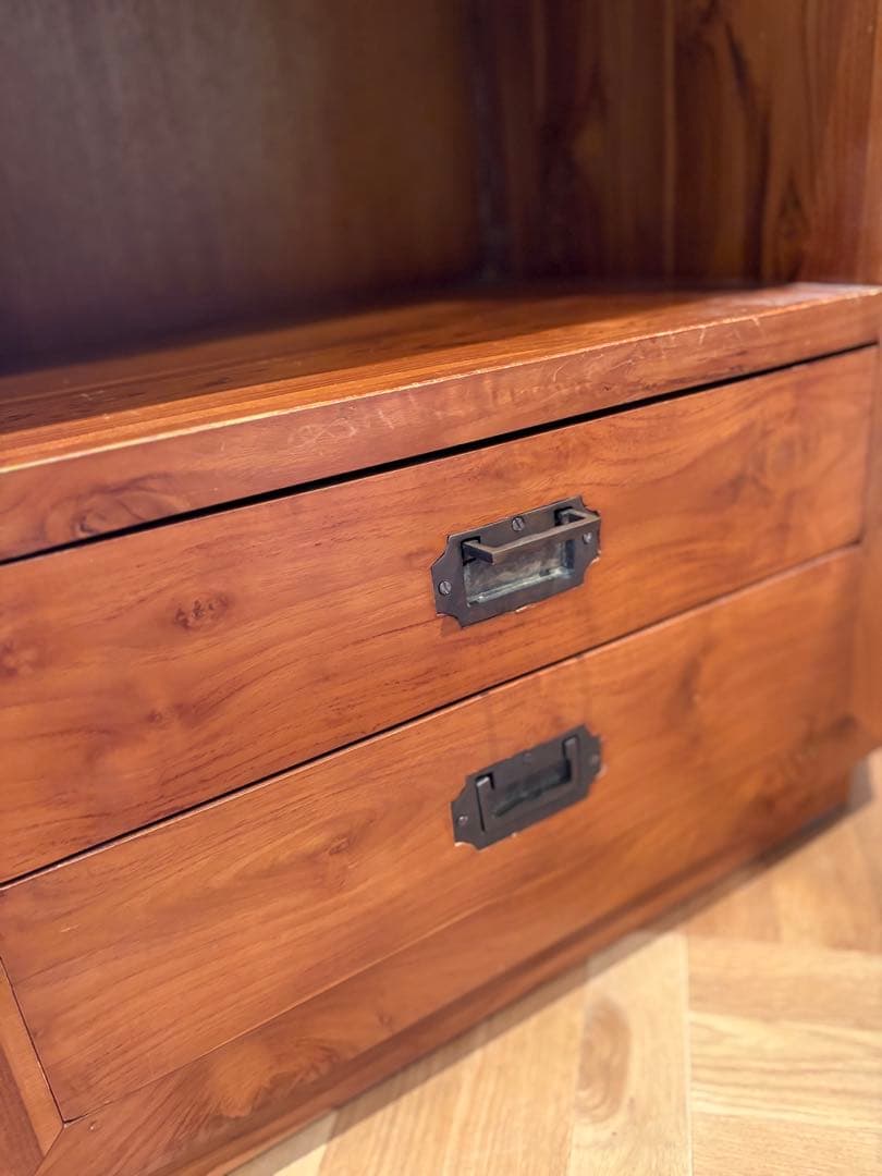 オールドチーク 無垢材 ブックシェルフ 3段+引き出し×2 価格交渉歓迎