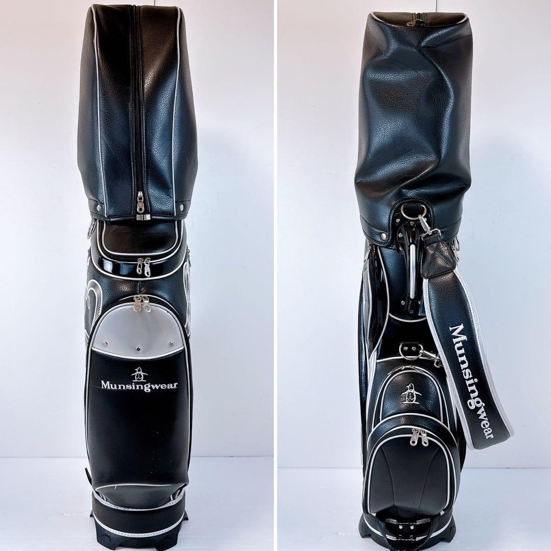 マンシングウェア　キャディバッグ　ブラック／Munsingwear　黒　合皮