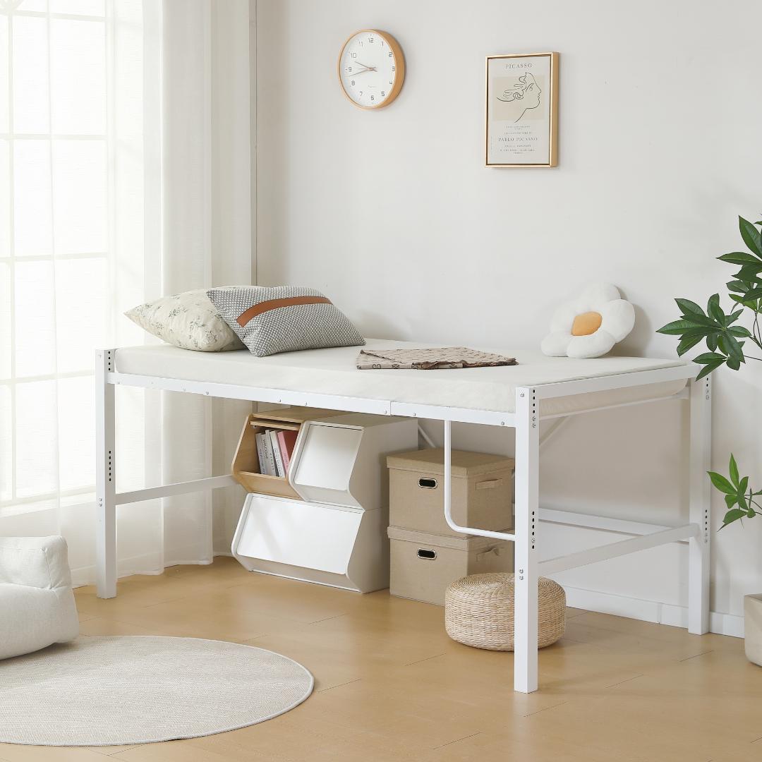 ロータイプ・ロフトベッド【セミダブル】　高さ90cm　一人暮らし　WHITE