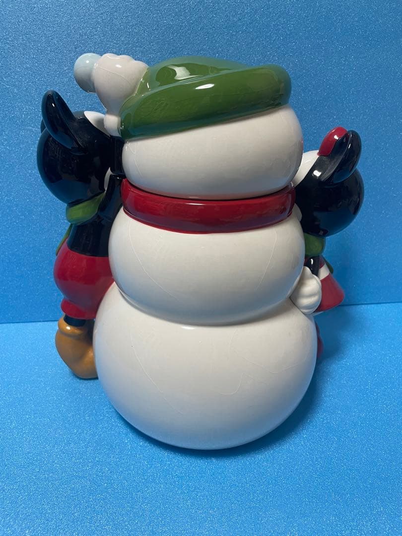 ディズニー　ミッキーマウス&ミニーマウス&雪だるま　クッキージャー　フィギュア