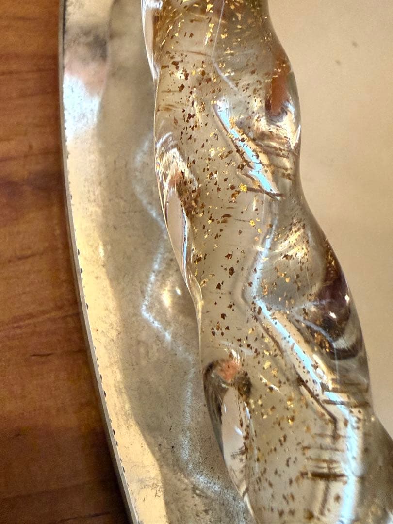 イタリア製 ベネチアンガラス ミラー　ムラーノガラス　金彩　ビンテージ