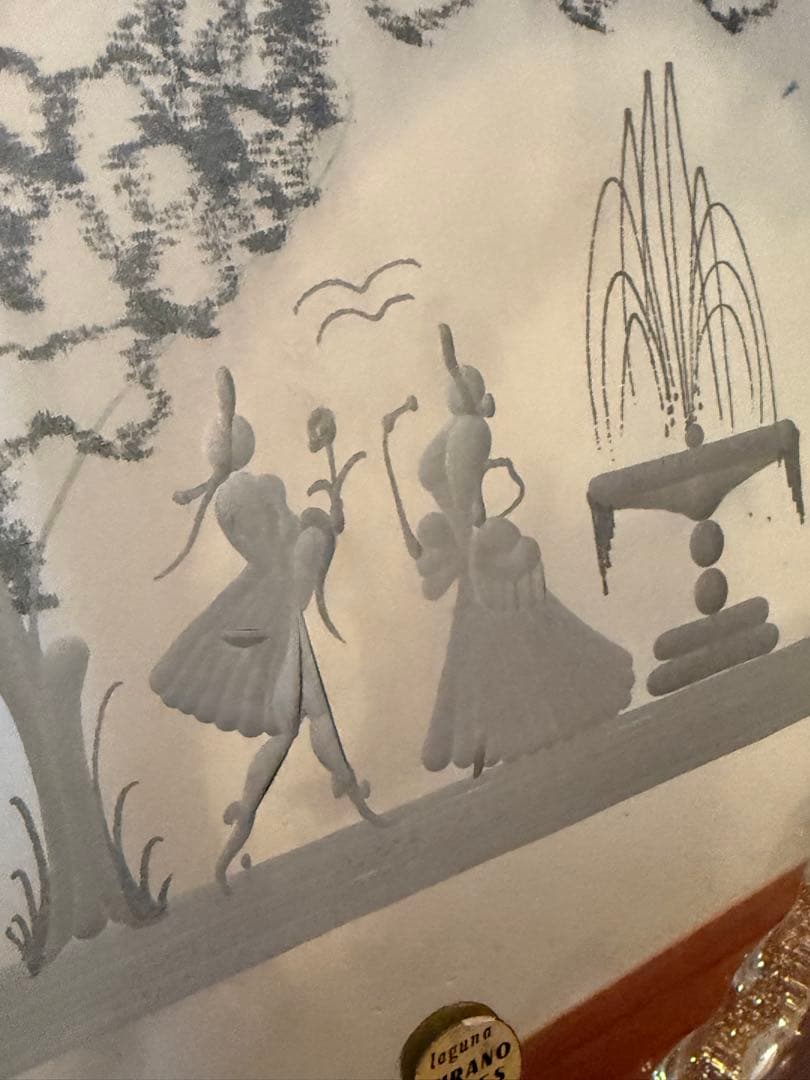 イタリア製 ベネチアンガラス ミラー　ムラーノガラス　金彩　ビンテージ