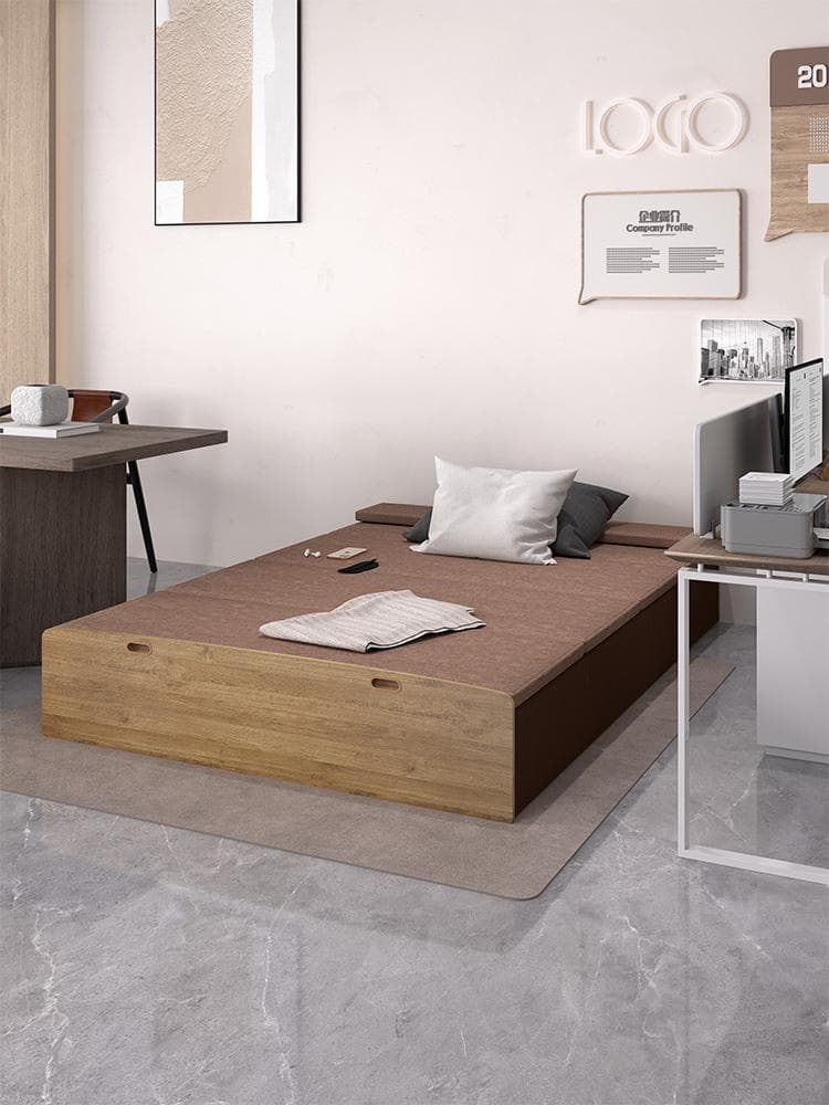 ペーパー折りたたみベッド幅80㎝高さ33㎝組立不要 マットレス付き 一人暮らし