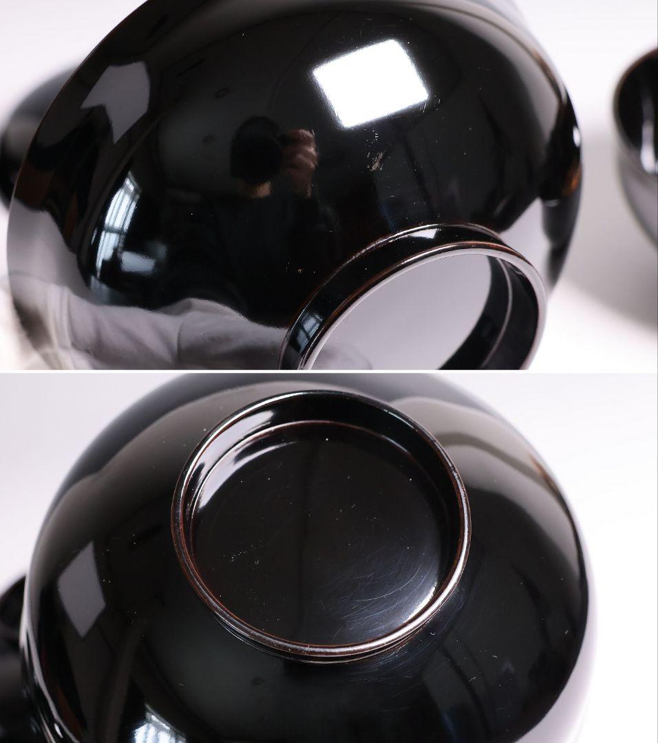 【MB193】天然木漆塗 鳳凰桐唐草 金蒔絵 黒塗 吸物椀 二客 大正昭和