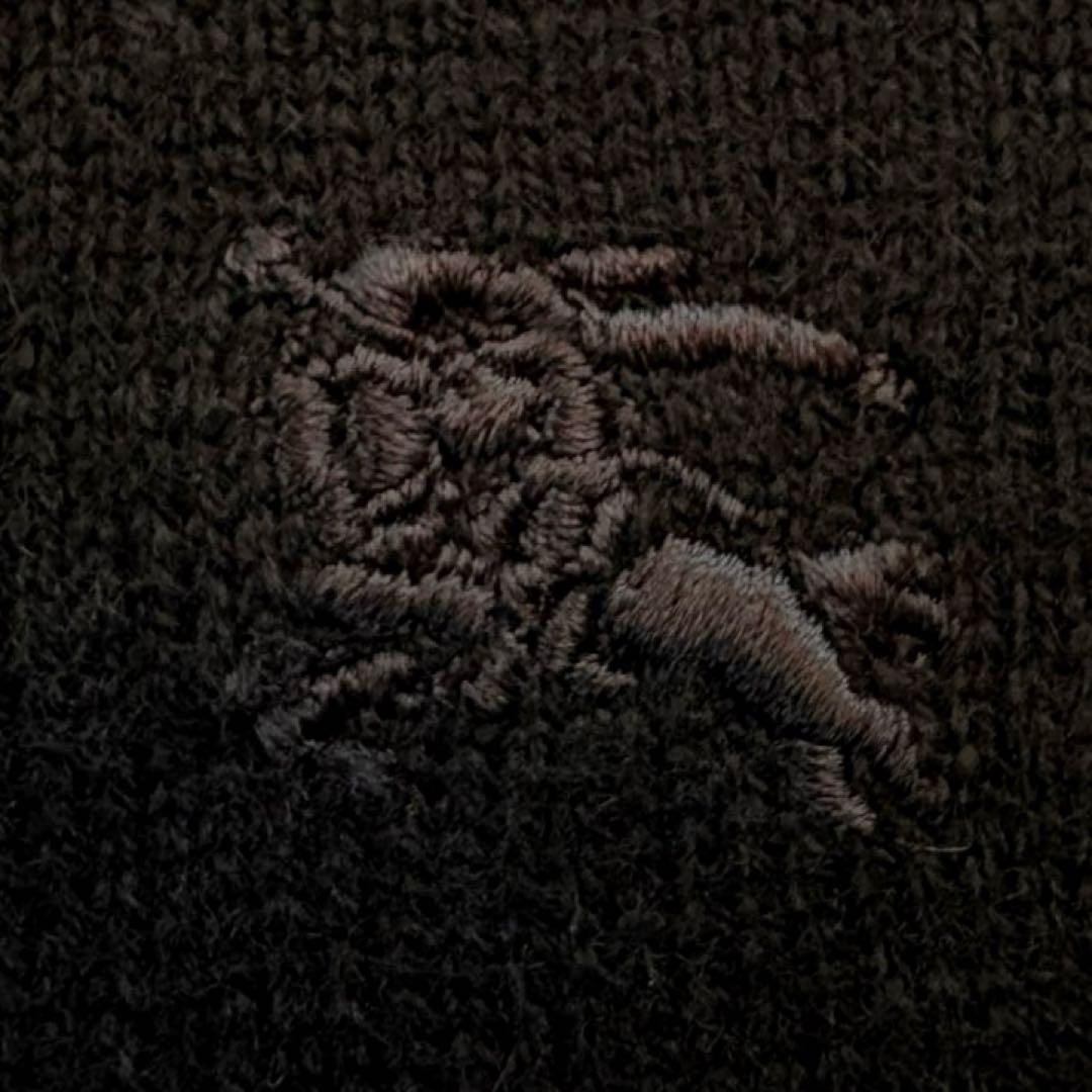 ★カシミヤ混 XLサイズ★ バーバリー ニット ヘンリーネック ホースロゴ 黒