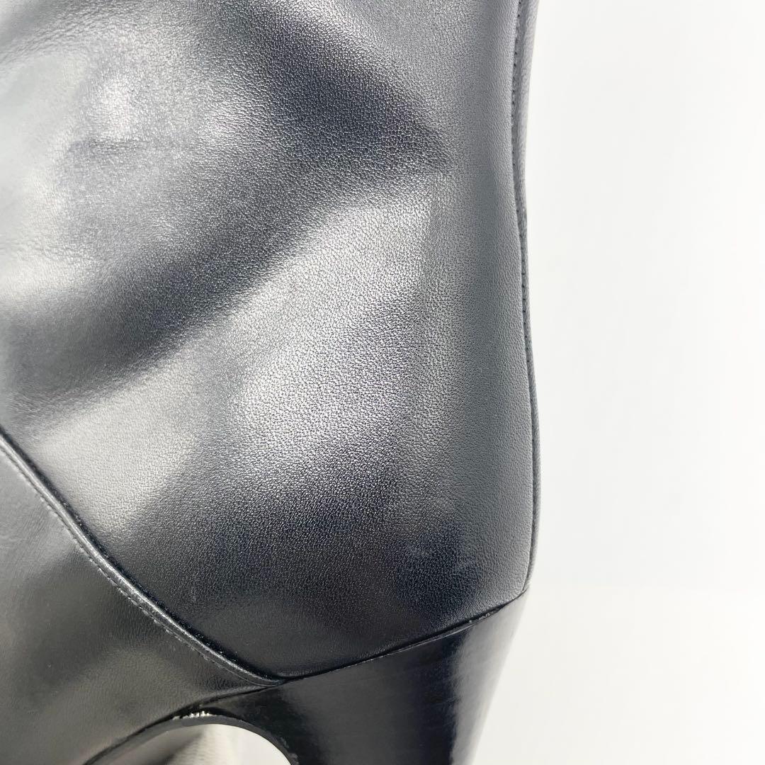 【美品】DIANA ダイアナ ロングブーツ サイドジップ レザー 黒 22.5