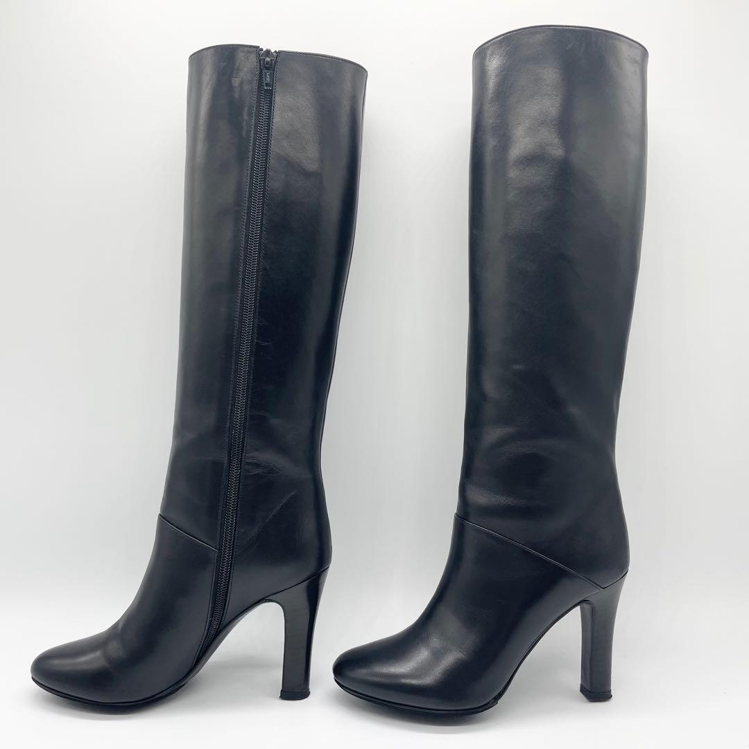 【美品】DIANA ダイアナ ロングブーツ サイドジップ レザー 黒 22.5