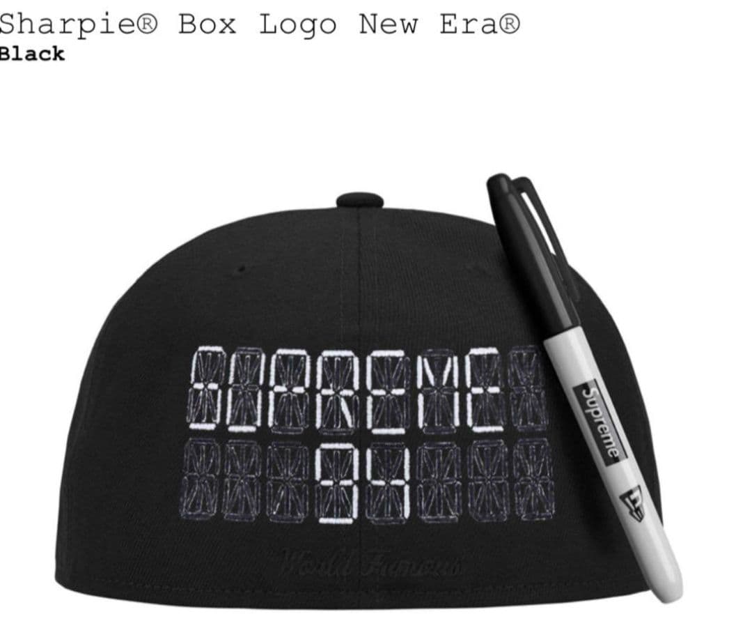 Supreme Sharpie Box Logo New Era7 1/2(黒)