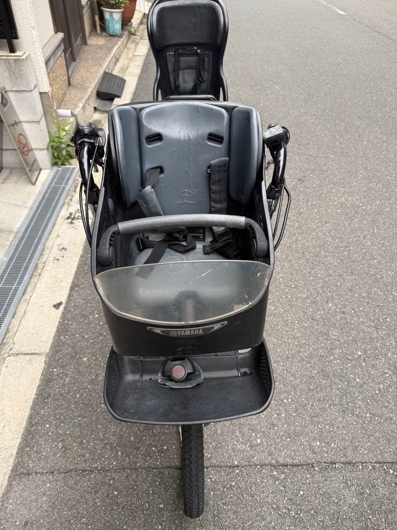 子供乗せ　3人　ヤマハ　電動アシスト自転車 チャイルドシート付き グレー
