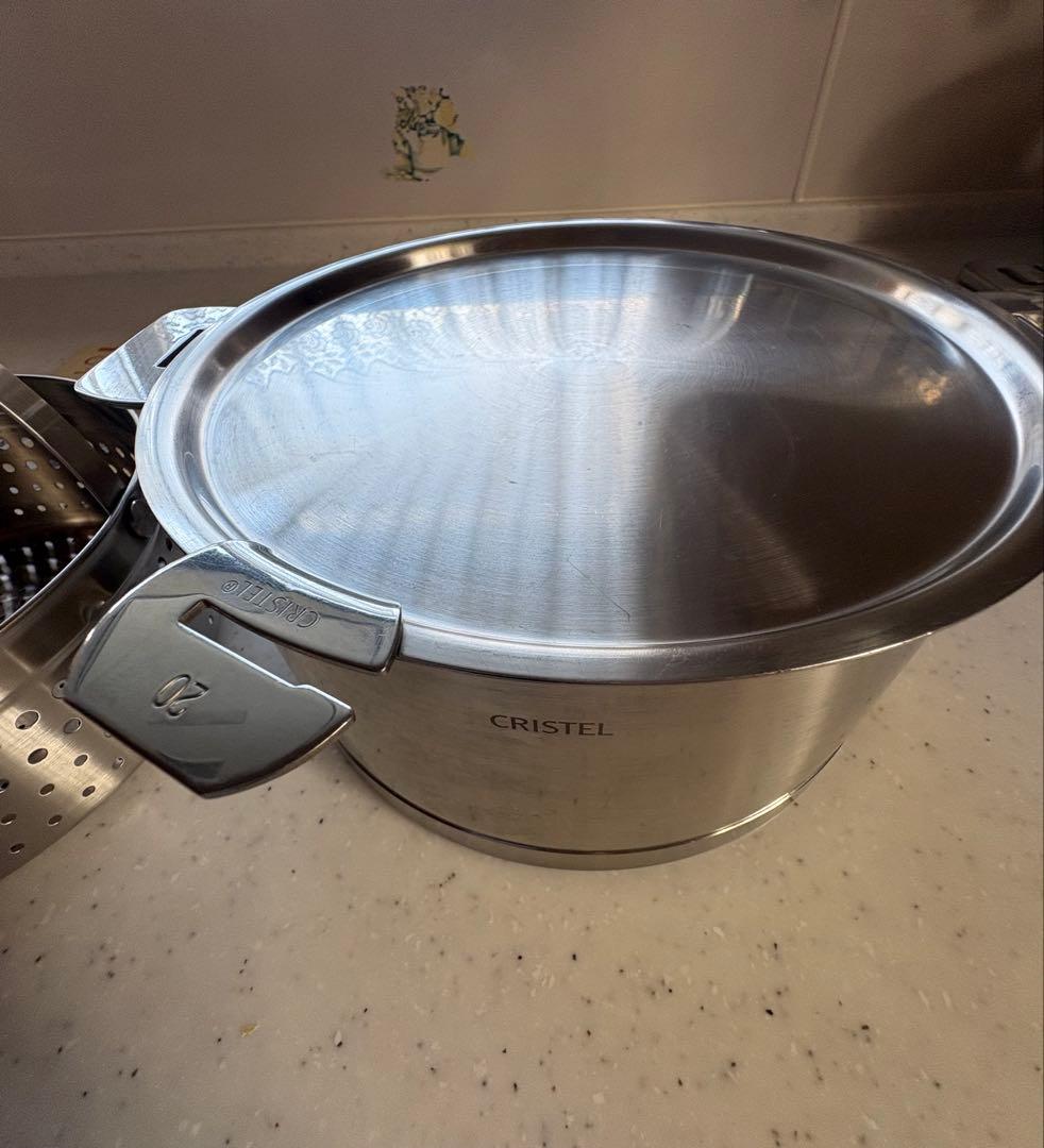CRISTEL 深鍋20㌢蒸し器・料理本セット