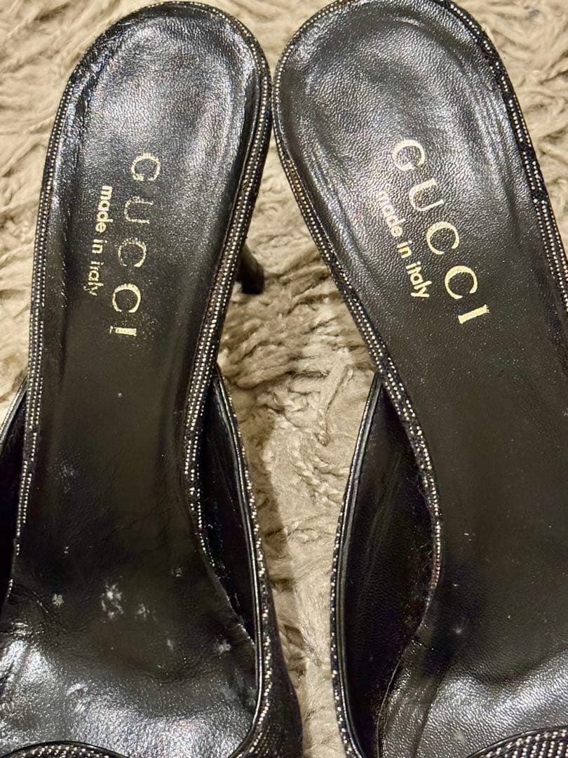 GUCCI グッチ　GGデニムミュール　ブラック　箱付　24〜24.5 美品