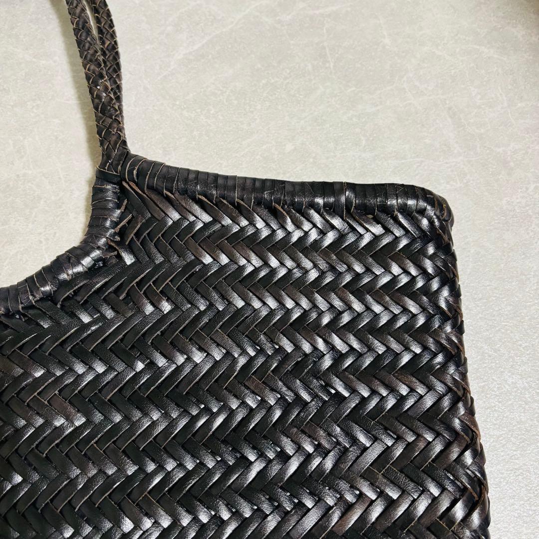 本革｜編込み ダークブラウン 大 ショルダーバッグ おでかけ 帰省 旅行 レザー
